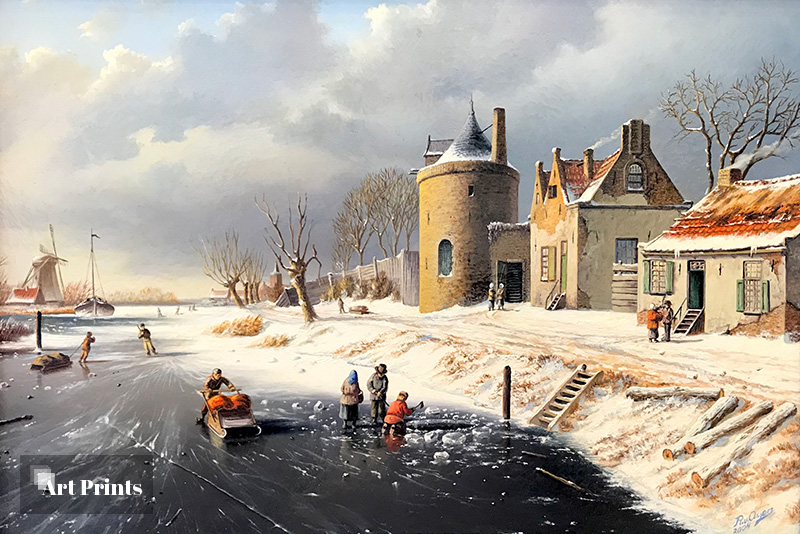 Winterlandschap met vestingtoren