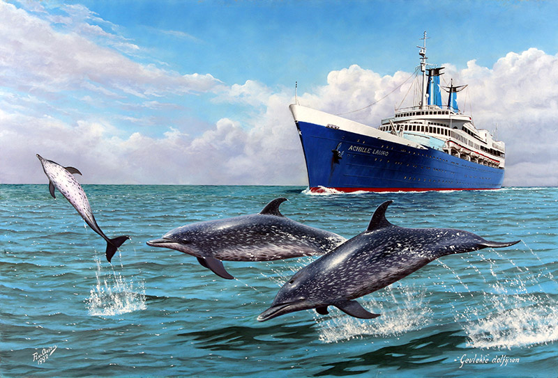 Gevlekte dolfijnen voor de Achille Lauro