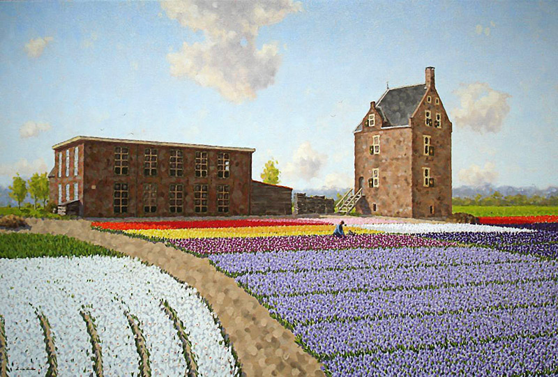 Bloembollen schilderij Huys Dever in Lisse